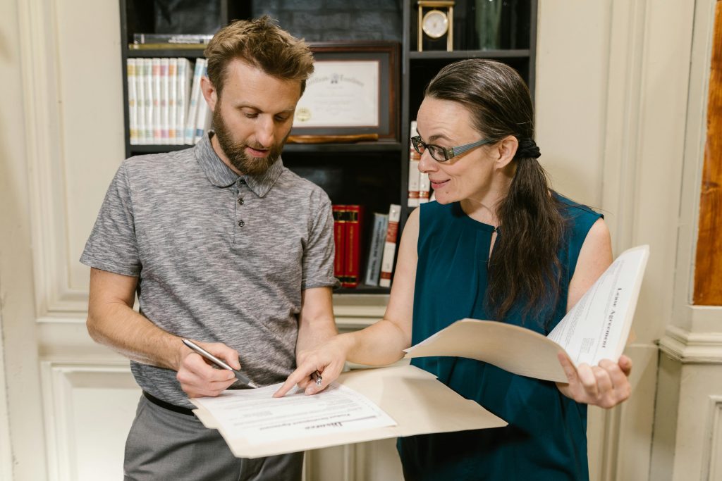A solicitor explaining senior employee service contracts