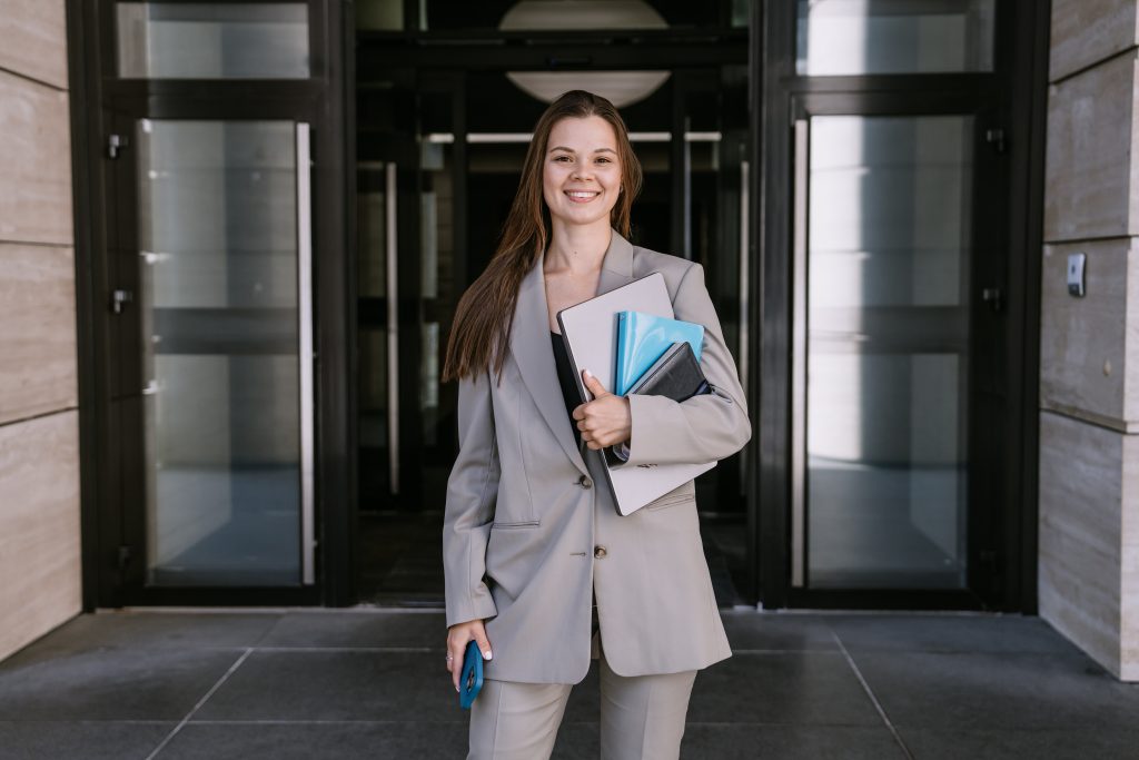 A property litigation solicitor standing outside of law firm